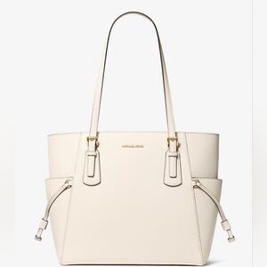 Michael Kors Voyager Large Saffiano Leather Tote Bag Handbag White NWT